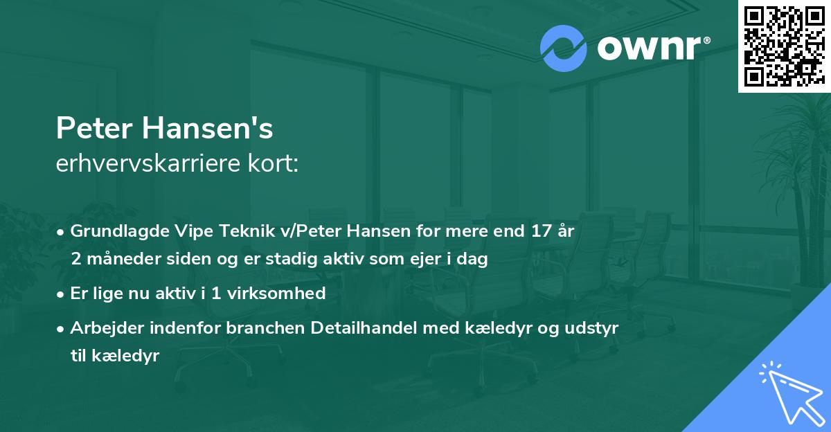 Peter Hansen's erhvervskarriere kort