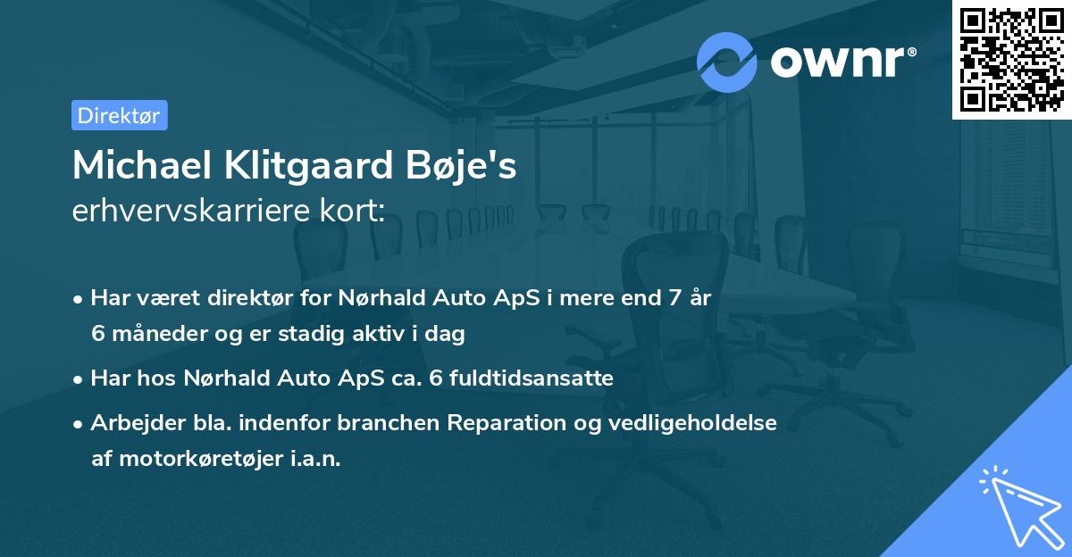 Michael Klitgaard Bøje's erhvervskarriere kort