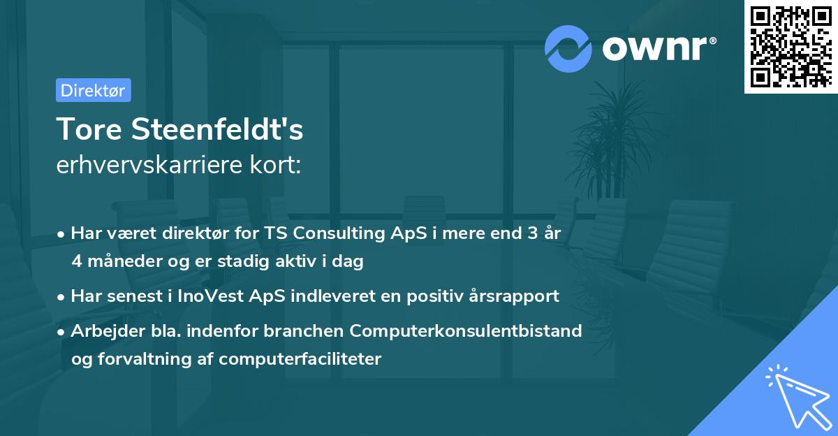 Tore Steenfeldt's erhvervskarriere kort