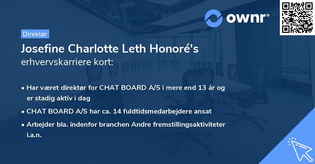 Josefine Charlotte Leth Honoré's erhvervskarriere kort