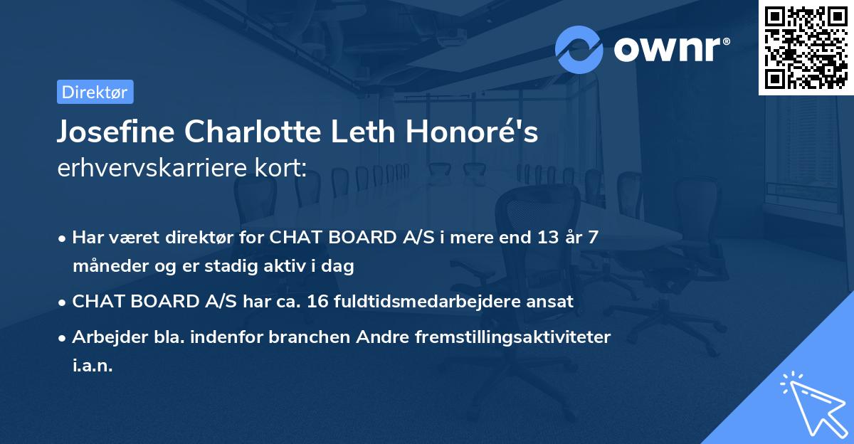 Josefine Charlotte Leth Honoré's erhvervskarriere kort