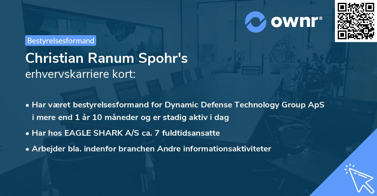 Christian Ranum Spohr's erhvervskarriere kort
