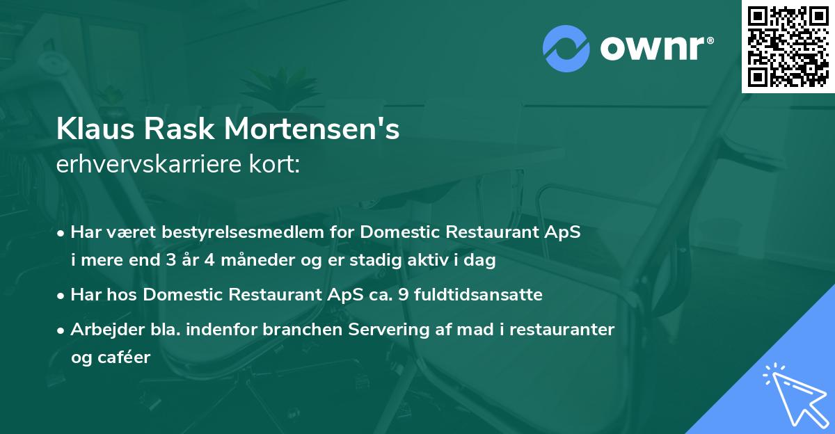 Klaus Rask Mortensen's erhvervskarriere kort