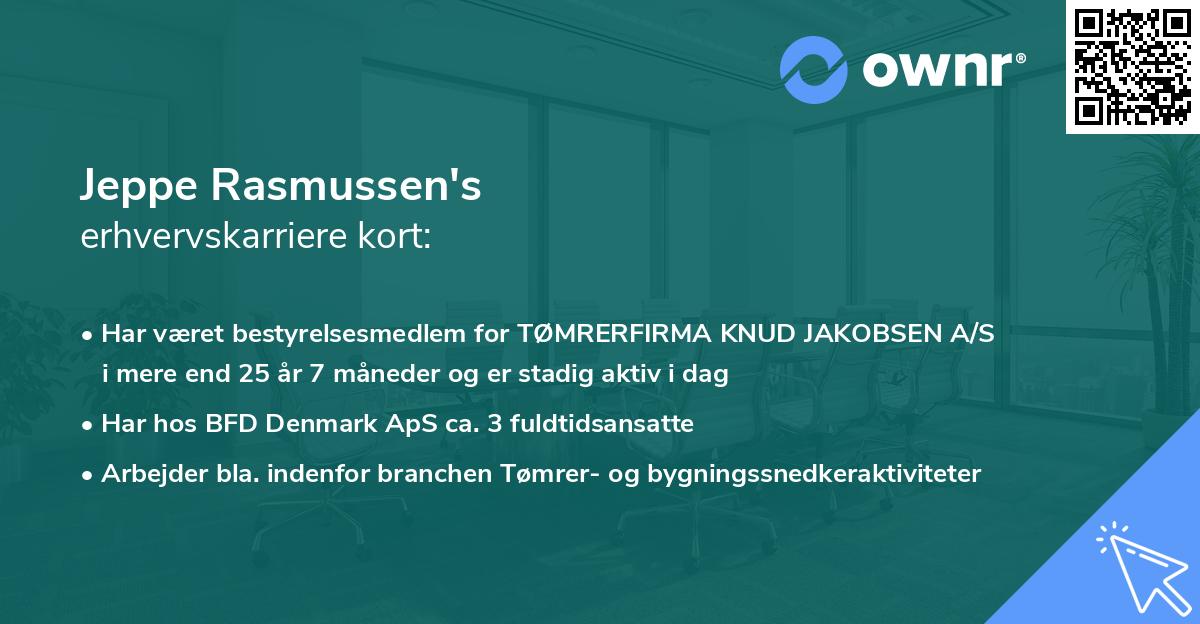 Jeppe Rasmussen's erhvervskarriere kort