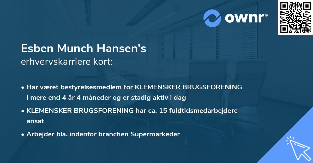 Esben Munch Hansen's erhvervskarriere kort