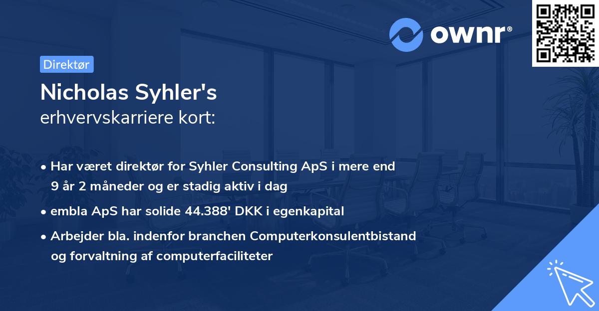 Nicholas Syhler's erhvervskarriere kort