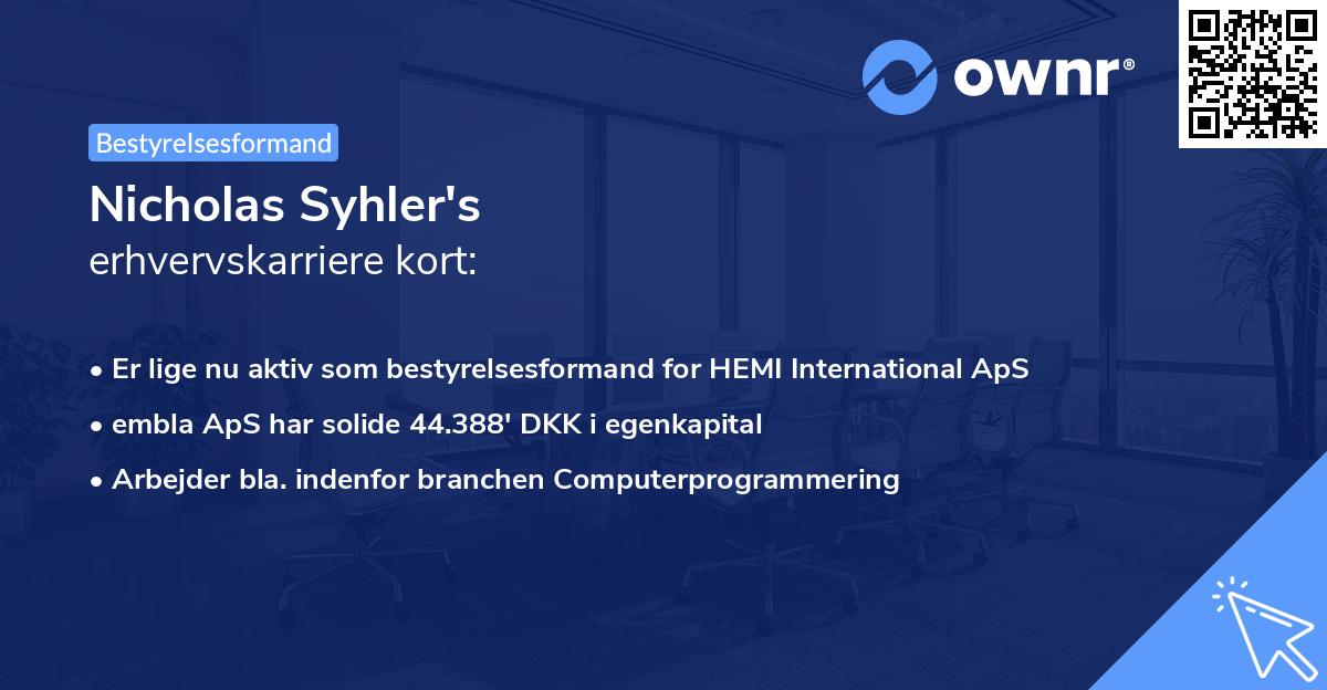 Nicholas Syhler's erhvervskarriere kort