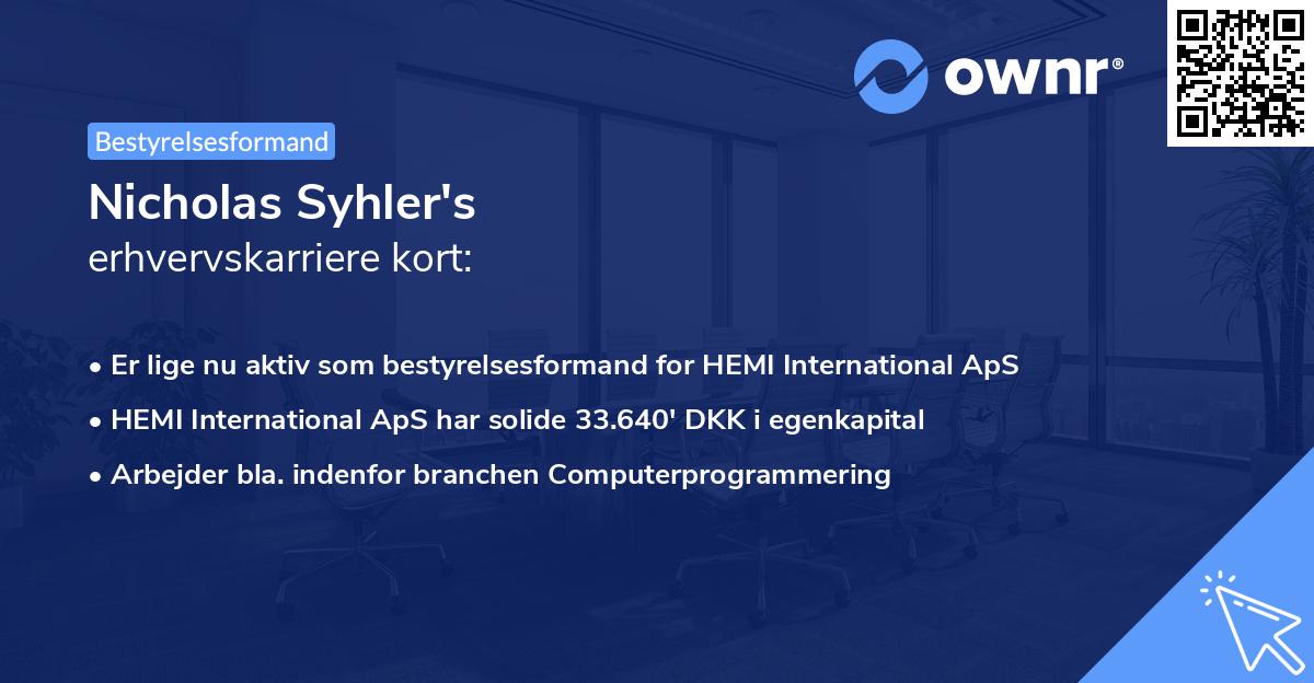 Nicholas Syhler's erhvervskarriere kort