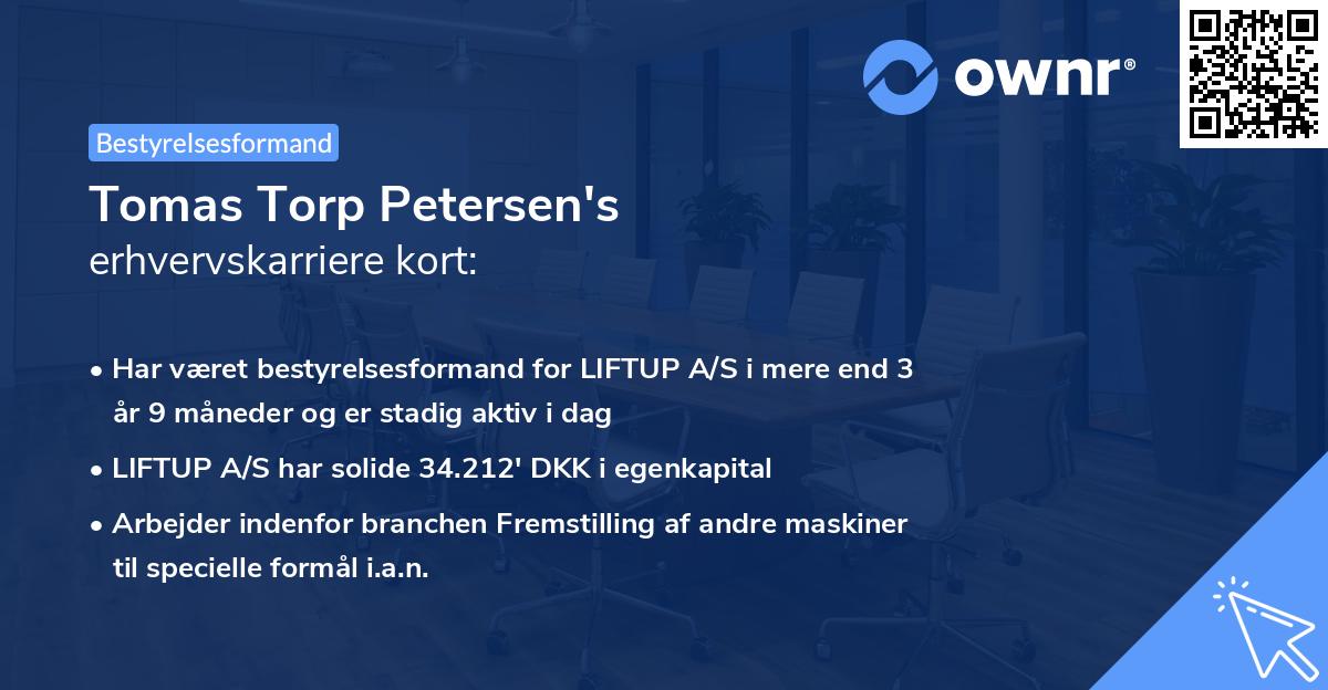 Tomas Torp Petersen's erhvervskarriere kort