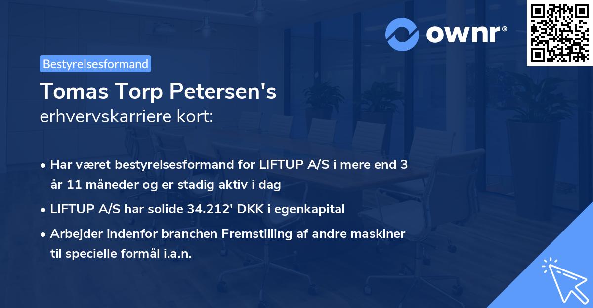 Tomas Torp Petersen's erhvervskarriere kort