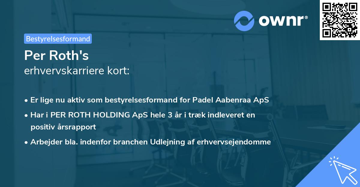 Per Roth's erhvervskarriere kort