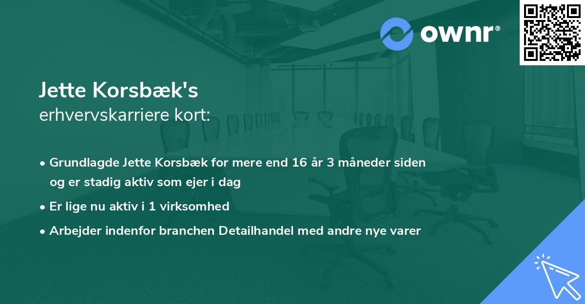 Jette Korsbæk's erhvervskarriere kort