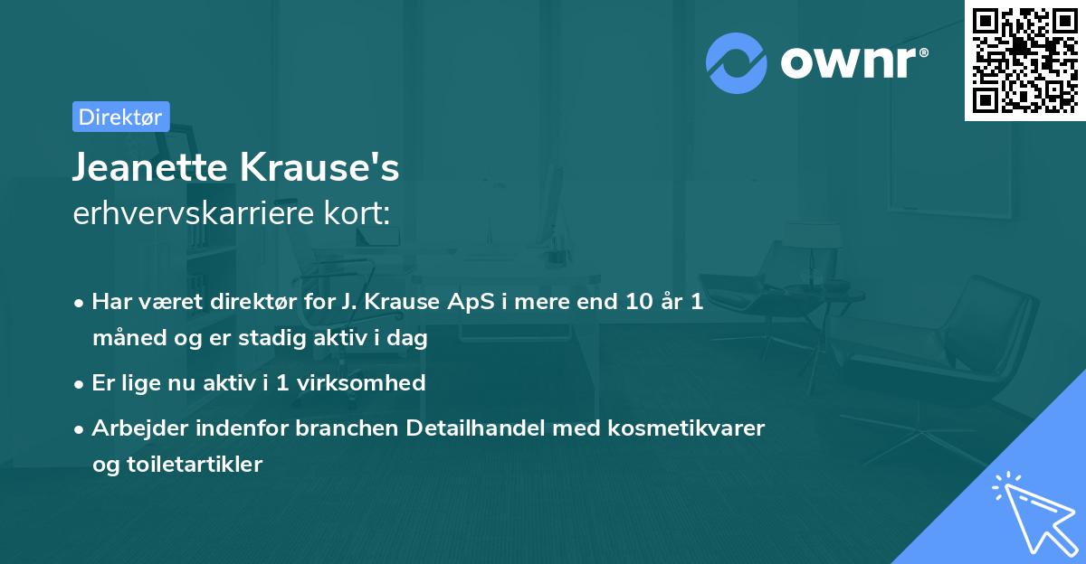 Jeanette Krause's erhvervskarriere kort