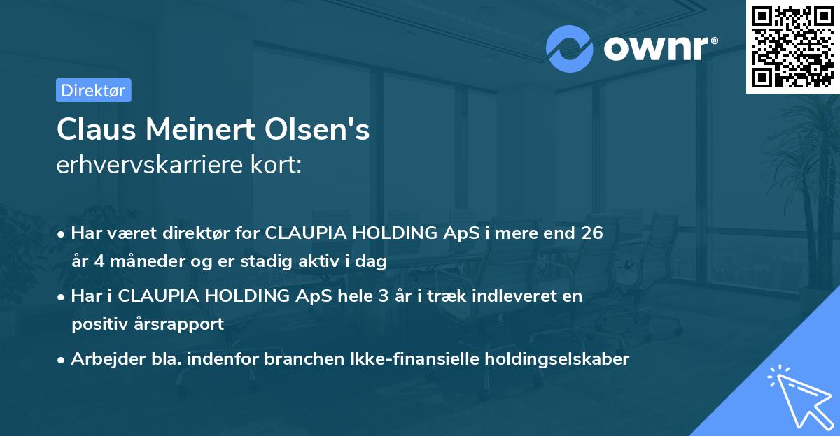 Claus Meinert Olsen's erhvervskarriere kort