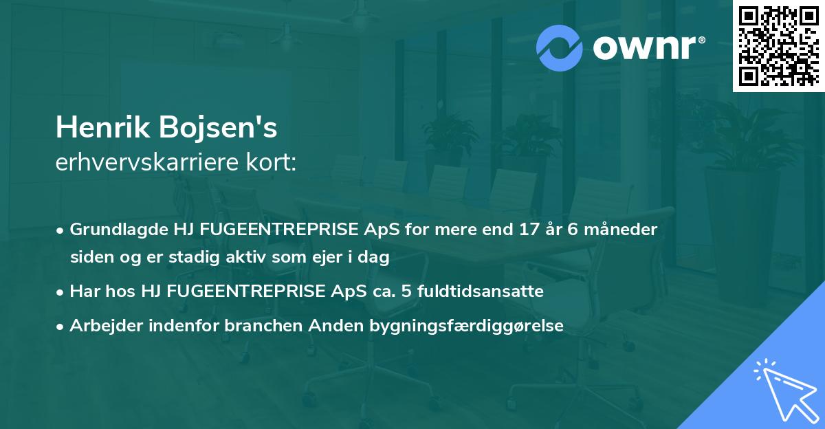 Henrik Bojsen's erhvervskarriere kort