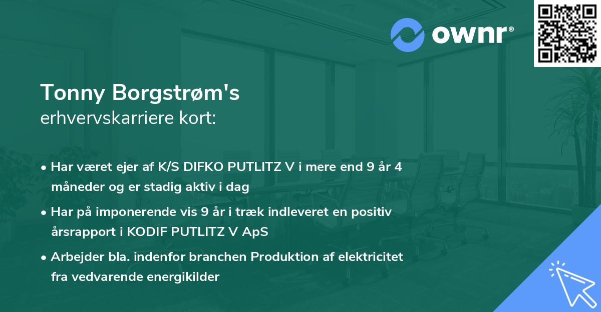 Tonny Borgstrøm's erhvervskarriere kort