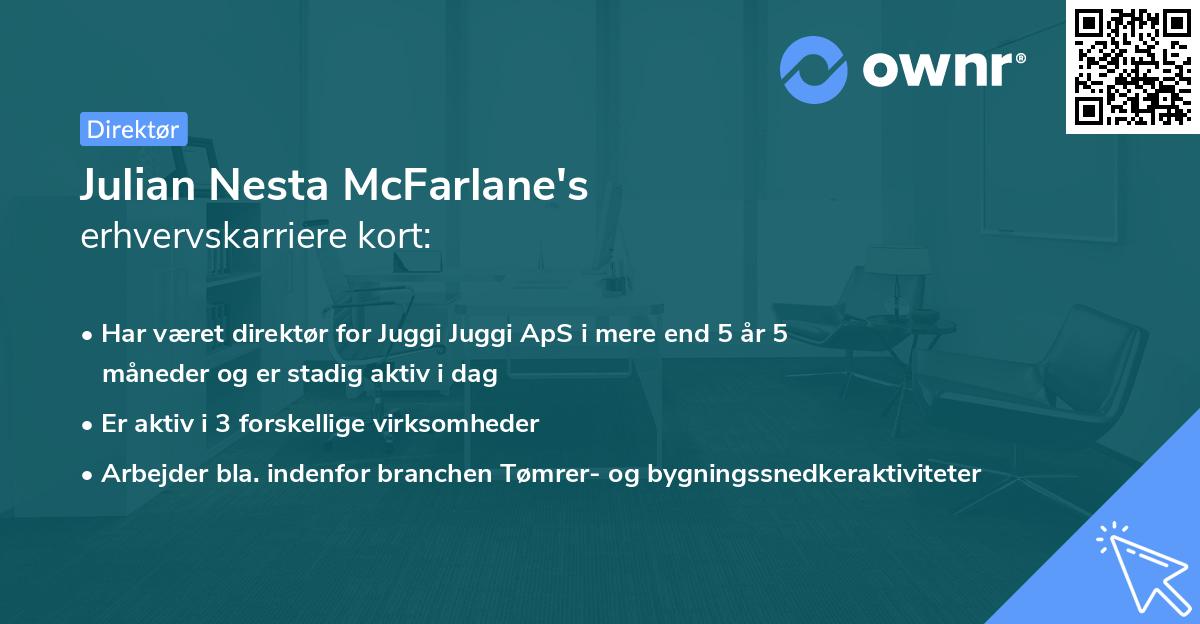 Julian Nesta McFarlane's erhvervskarriere kort