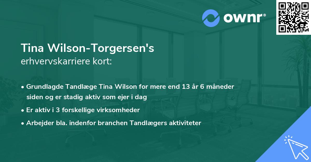 Tina Wilson-Torgersen's erhvervskarriere kort