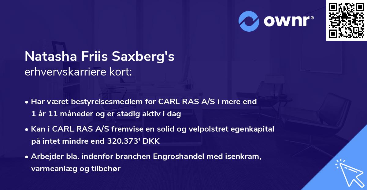 Natasha Friis Saxberg's erhvervskarriere kort