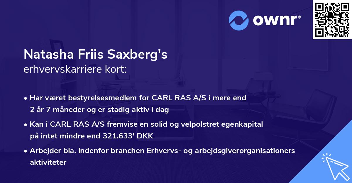 Natasha Friis Saxberg's erhvervskarriere kort