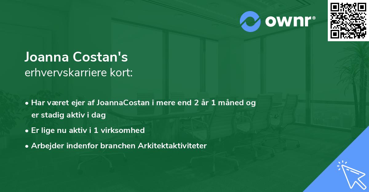 Joanna Costan's erhvervskarriere kort