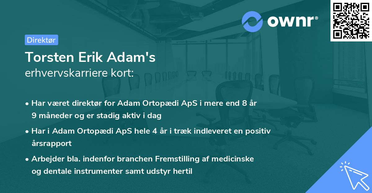Torsten Erik Adam's erhvervskarriere kort