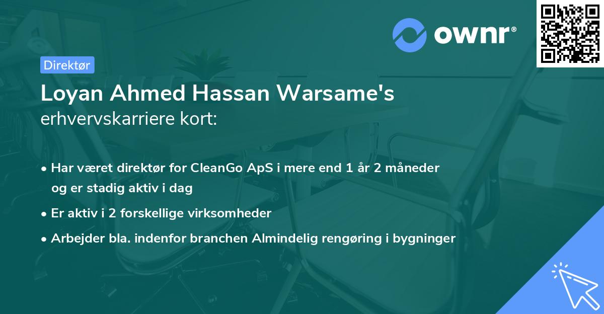 Loyan Ahmed Hassan Warsame's erhvervskarriere kort
