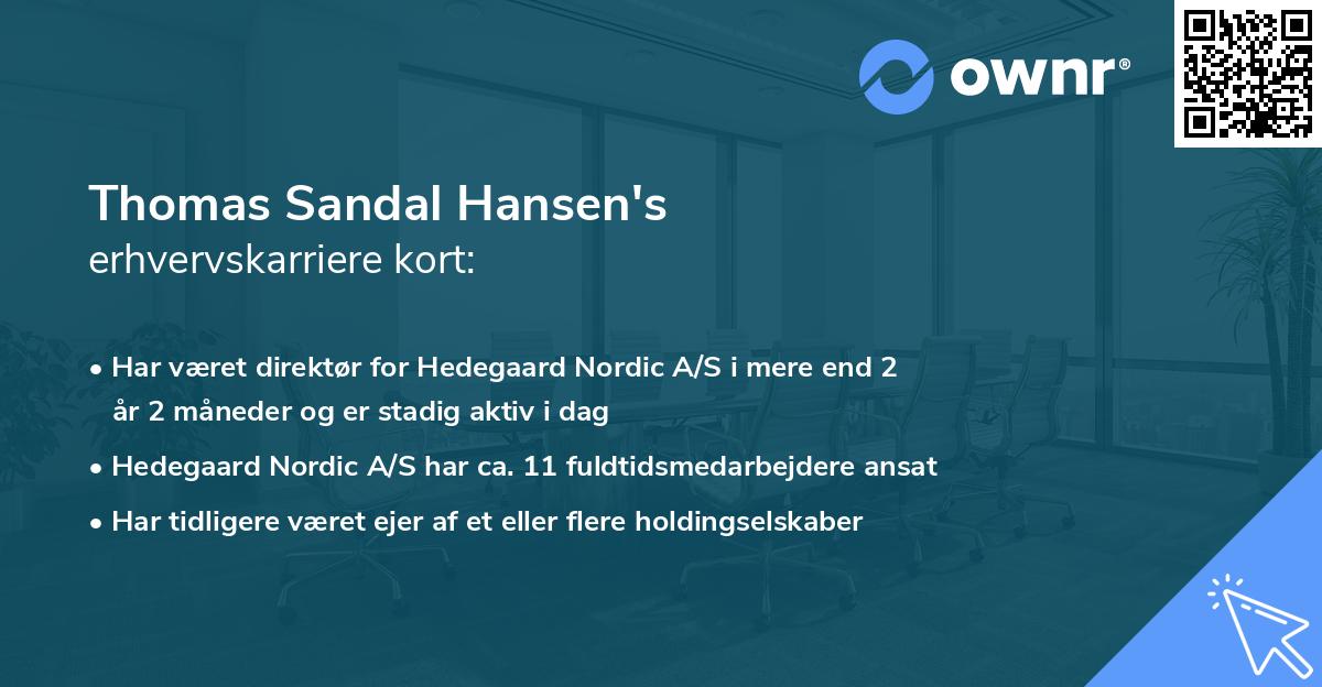 Thomas Sandal Hansen's erhvervskarriere kort