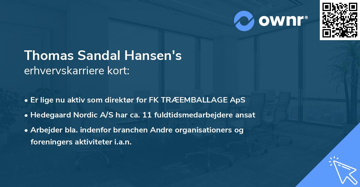Thomas Sandal Hansen's erhvervskarriere kort