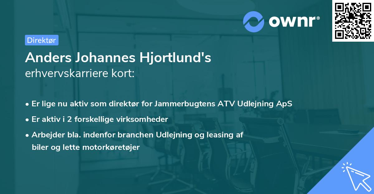 Anders Johannes Hjortlund's erhvervskarriere kort