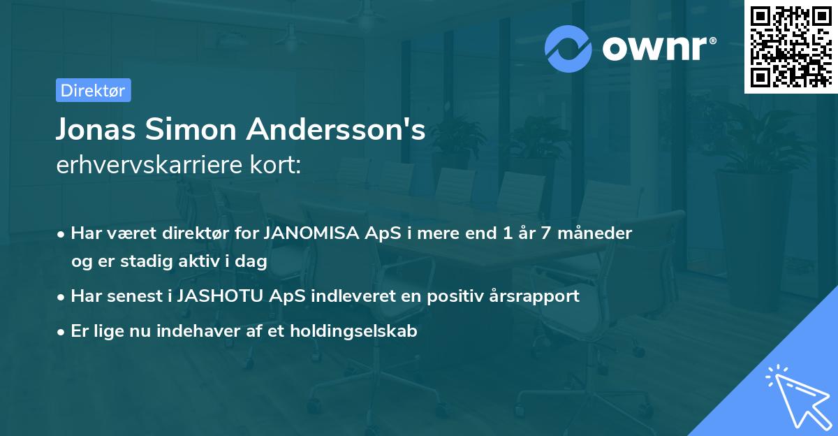 Jonas Simon Andersson's erhvervskarriere kort