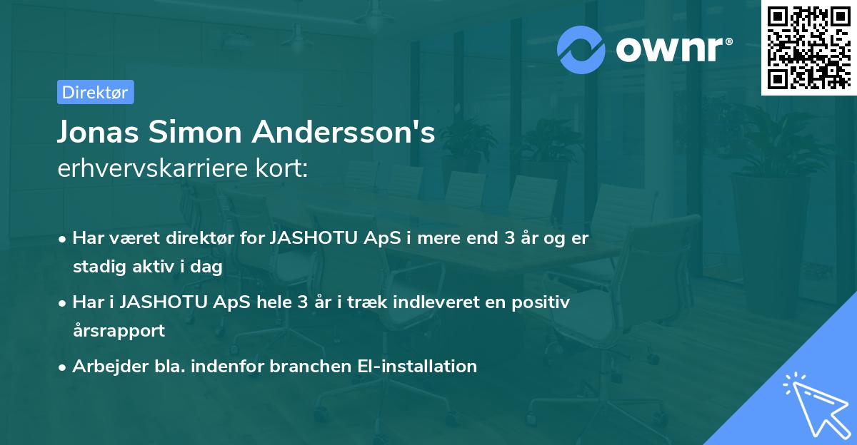 Jonas Simon Andersson's erhvervskarriere kort