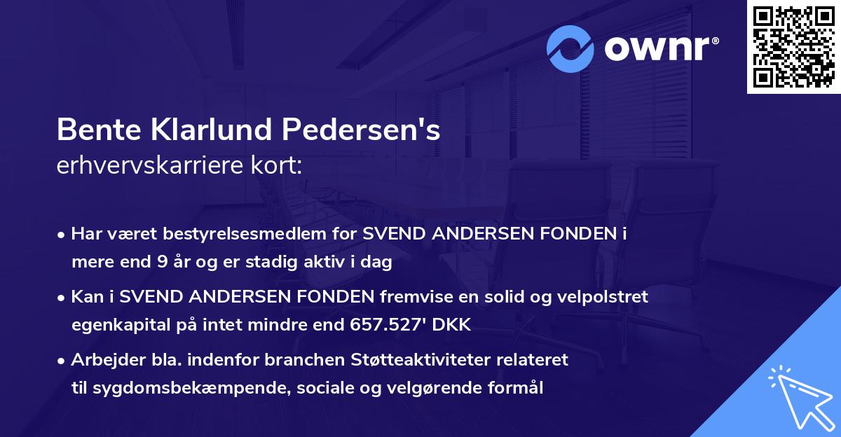 Bente Klarlund Pedersen's erhvervskarriere kort