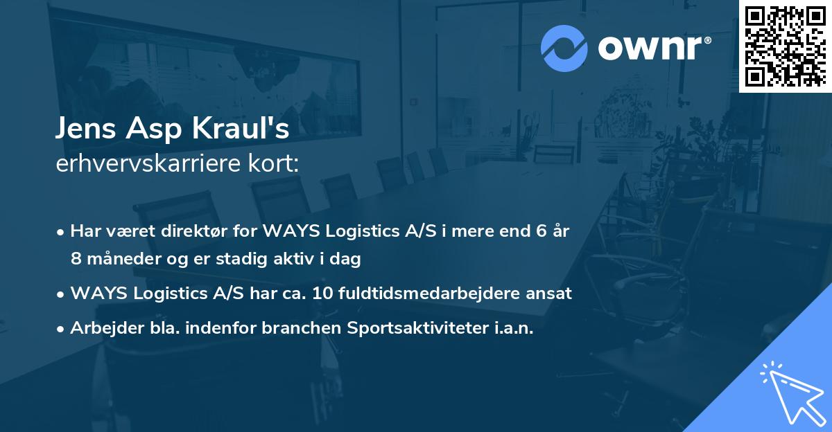 Jens Asp Kraul's erhvervskarriere kort