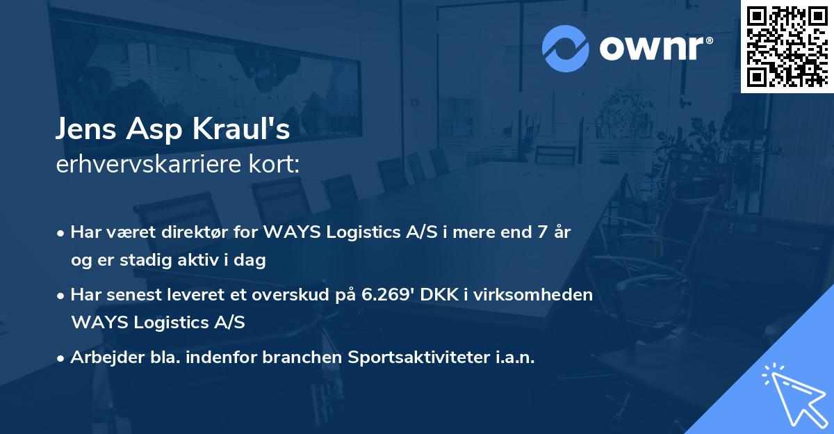 Jens Asp Kraul's erhvervskarriere kort