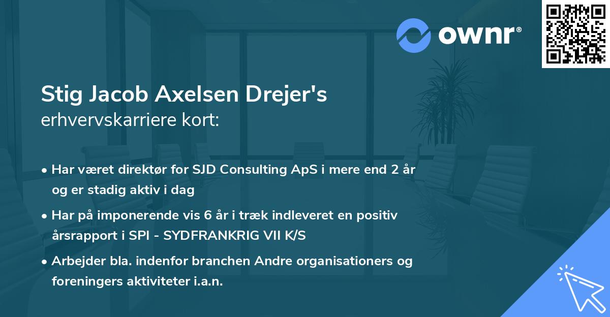 Stig Jacob Axelsen Drejer's erhvervskarriere kort
