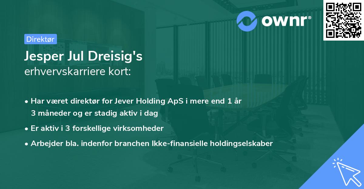 Jesper Jul Dreisig's erhvervskarriere kort