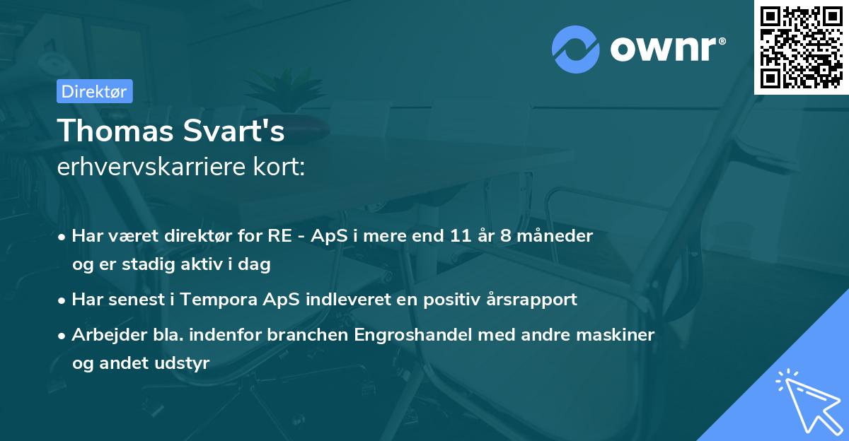 Thomas Svart's erhvervskarriere kort