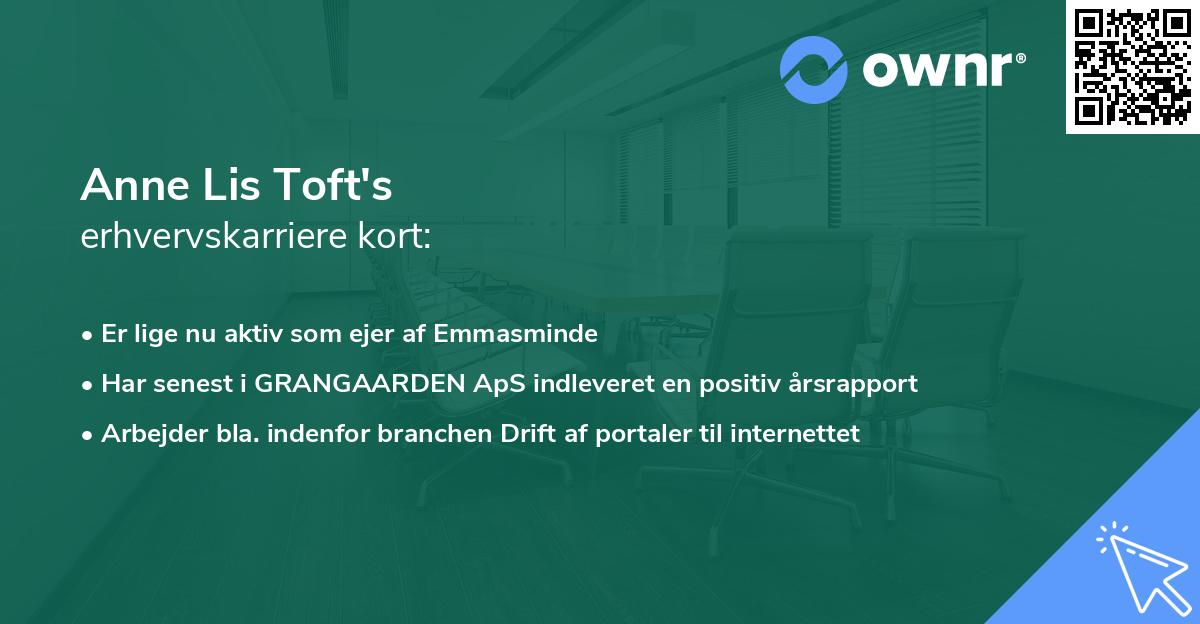 Anne Lis Toft's erhvervskarriere kort