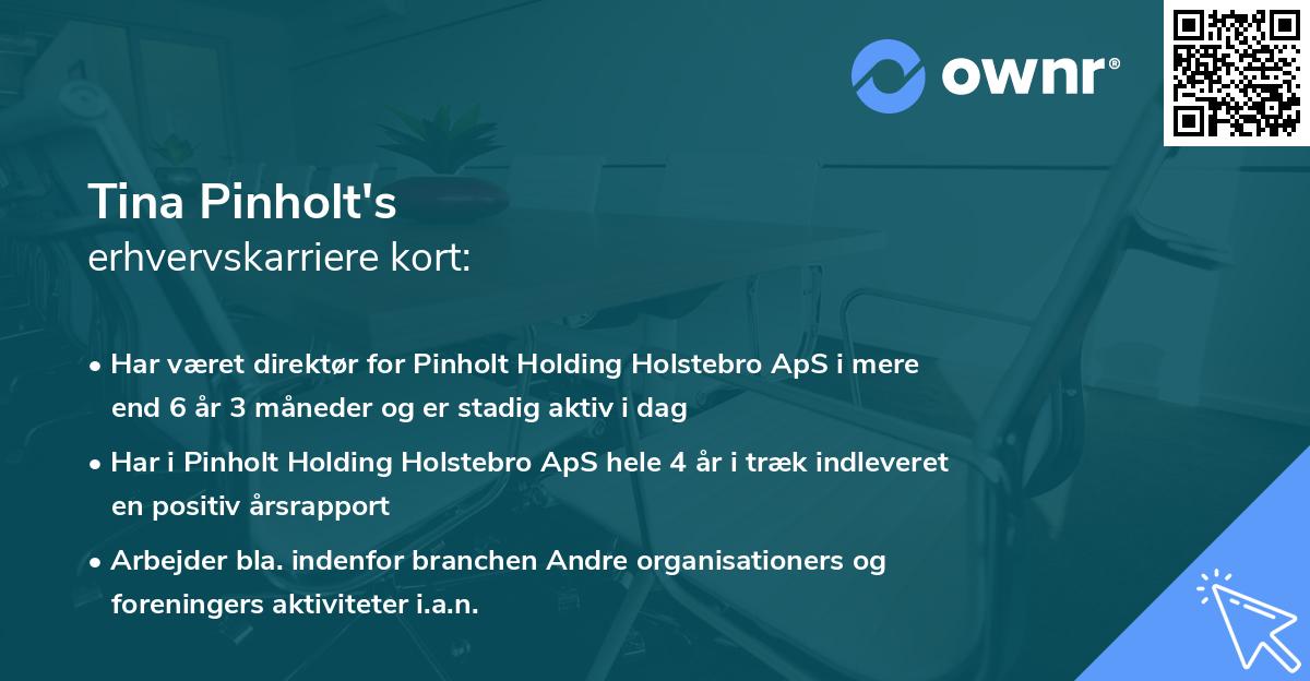 Tina Pinholt's erhvervskarriere kort