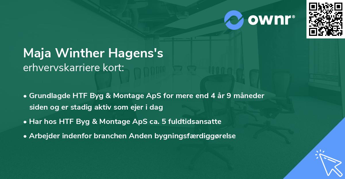 Maja Winther Hagens's erhvervskarriere kort