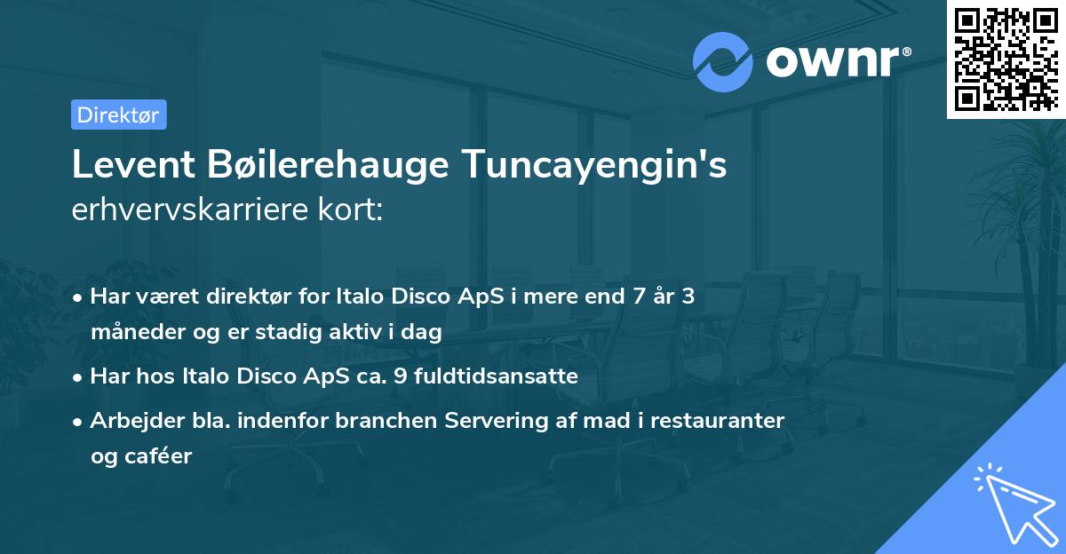 Levent Bøilerehauge Tuncayengin's erhvervskarriere kort