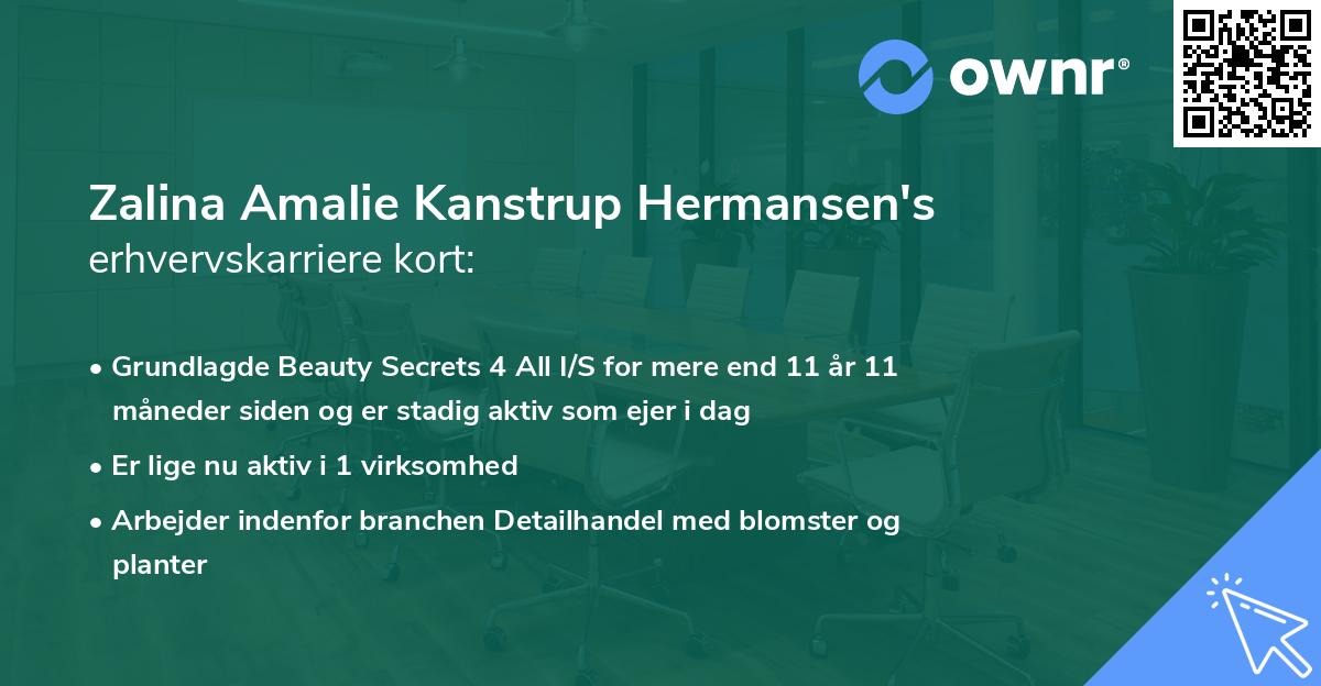 Zalina Amalie Kanstrup Hermansen's erhvervskarriere kort
