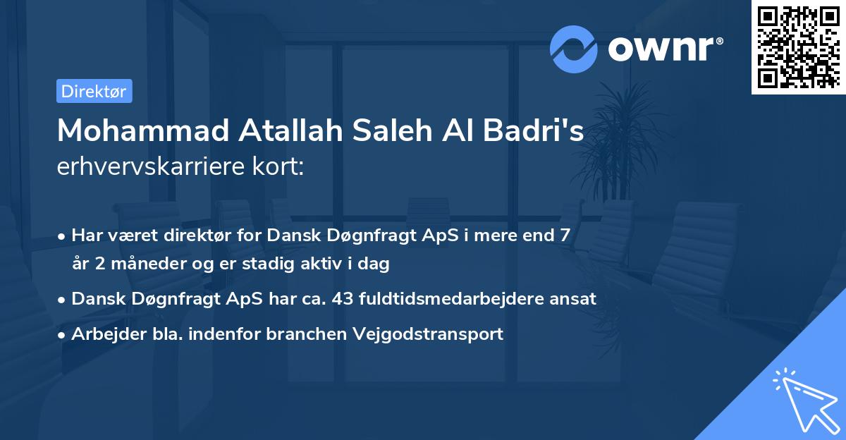 Mohammad Atallah Saleh Al Badri's erhvervskarriere kort