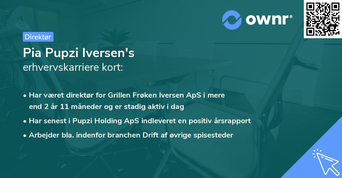 Pia Pupzi Iversen's erhvervskarriere kort