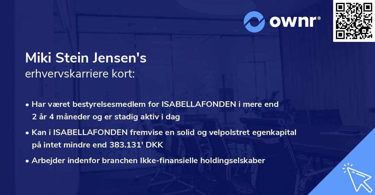 Miki Stein Jensen's erhvervskarriere kort