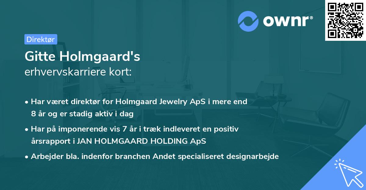Gitte Holmgaard's erhvervskarriere kort