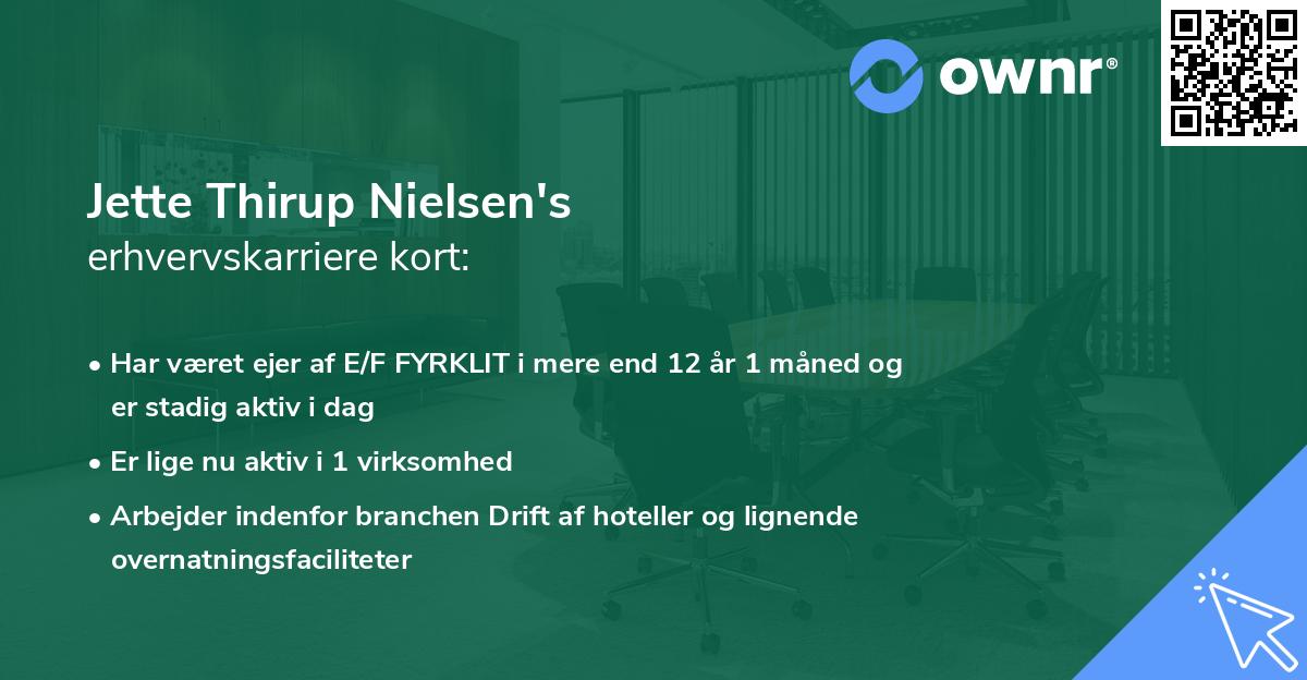 Jette Thirup Nielsen's erhvervskarriere kort