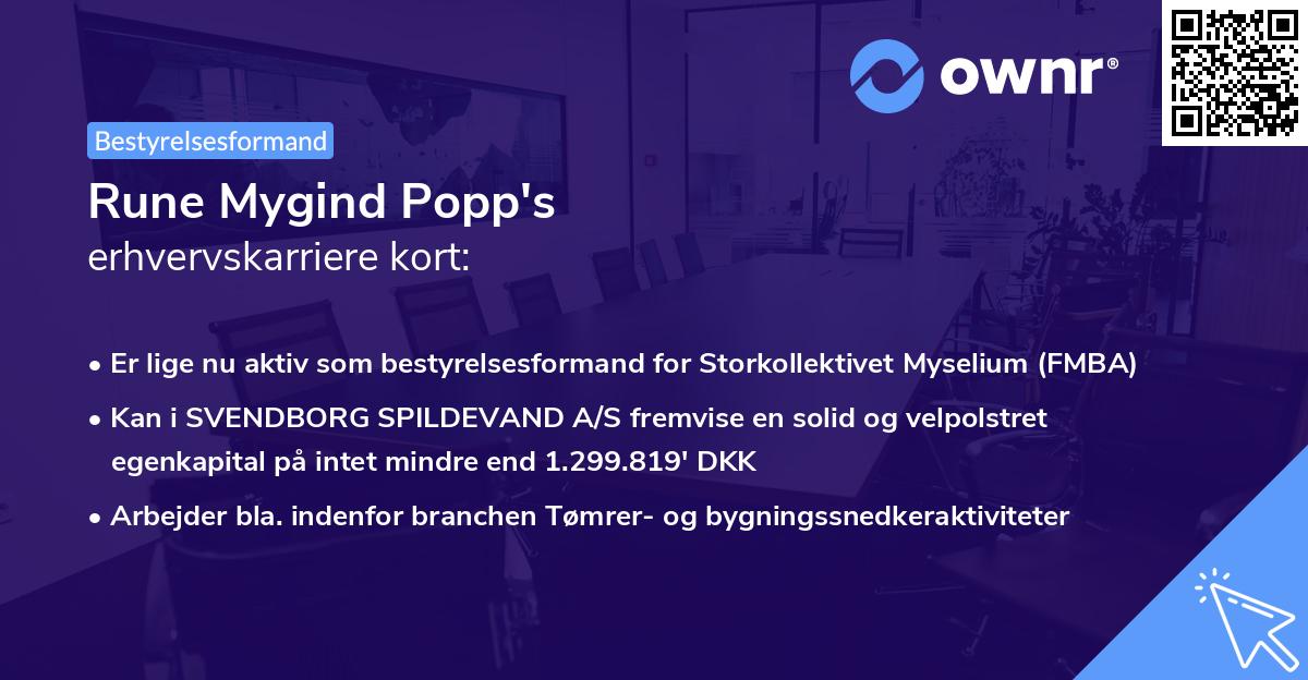 Rune Mygind Popp's erhvervskarriere kort