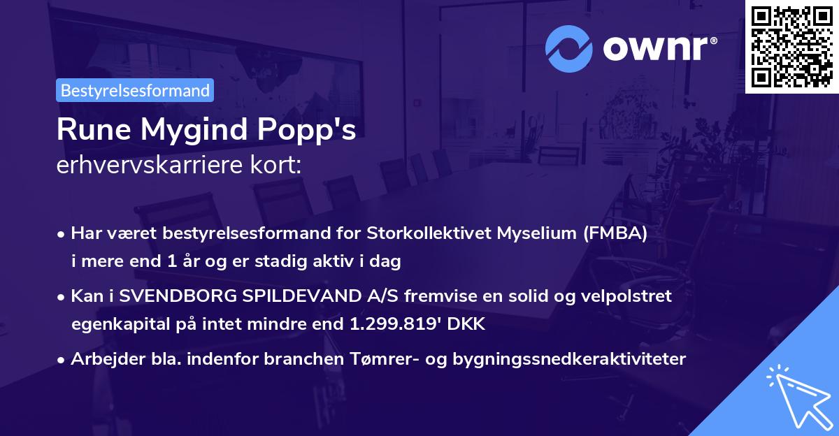Rune Mygind Popp's erhvervskarriere kort